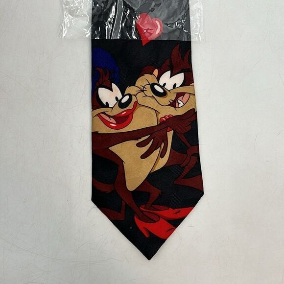 Vintage 1996 Looney Tunes Mania Valentines Tasmanian Devil Taz Neck Tie - Picture 1 of 9